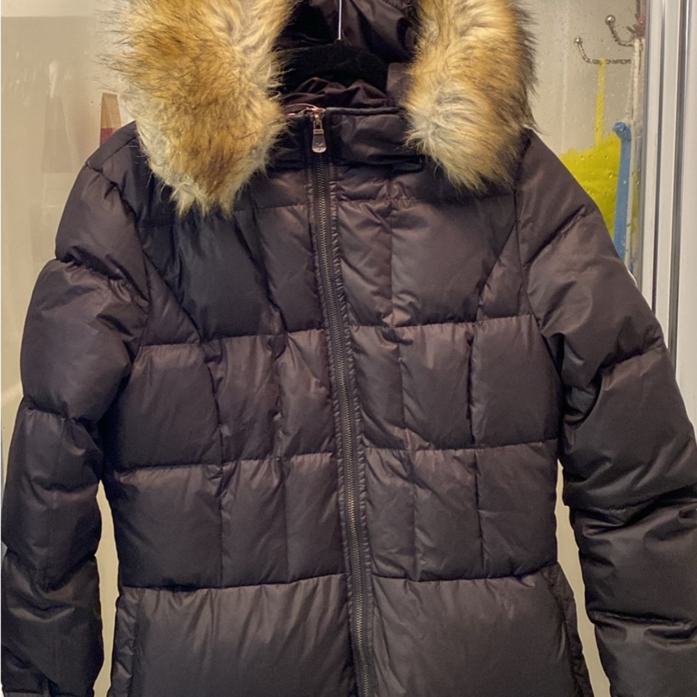 Black Puffer Jacket with Faux Fur Hood